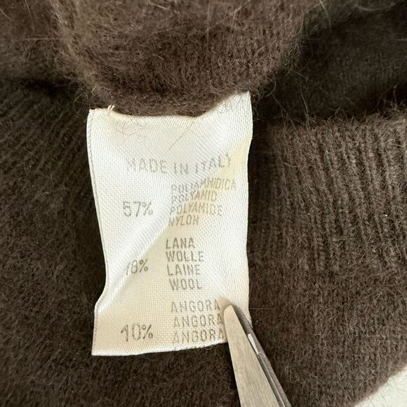 I Blues sweater brown glittery copper-colored raglan sleeves wool/angora blend M - Picture 5 of 8